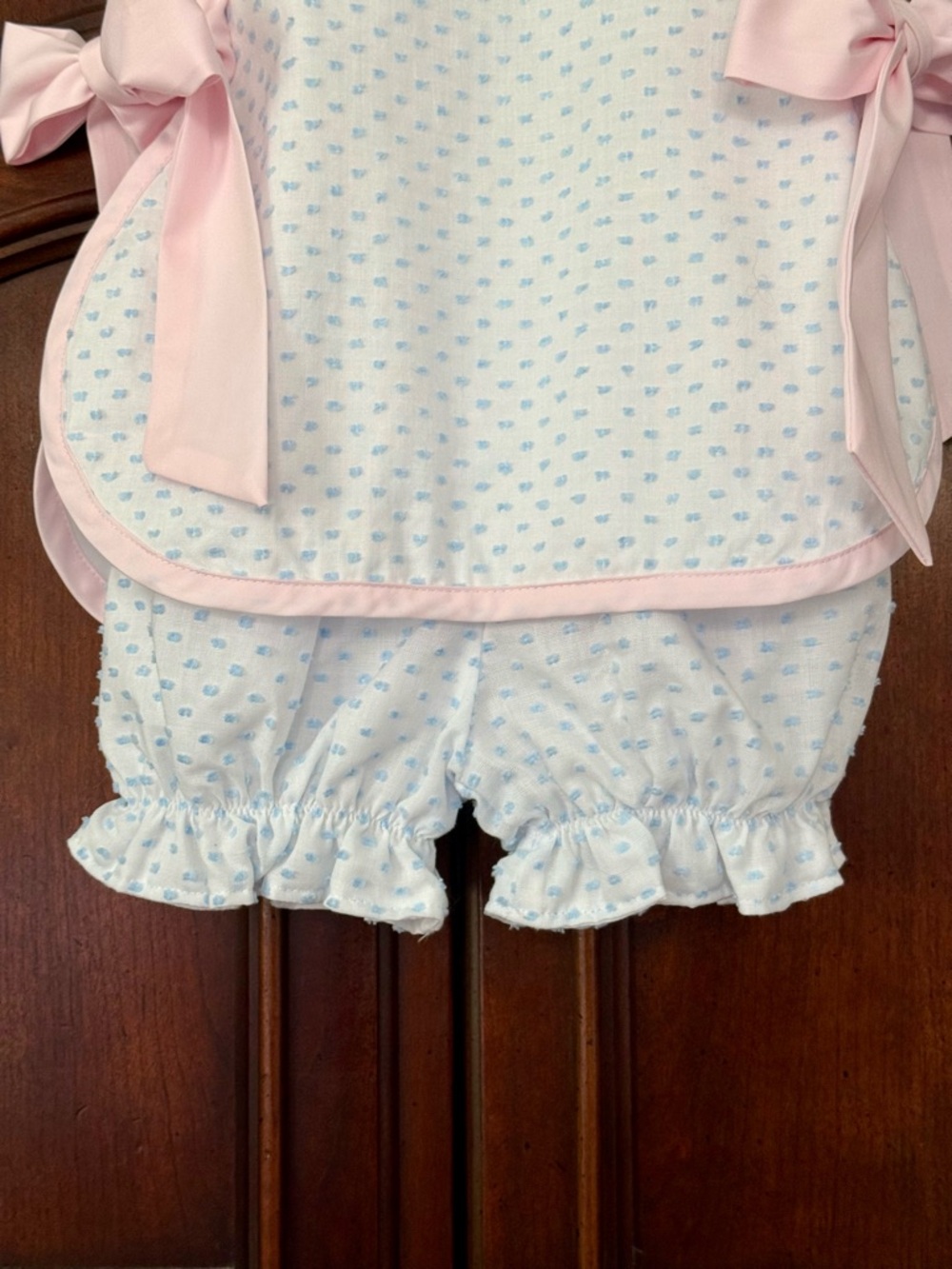 The Beaufort Bonnet Company Pink Blue Swiss Dot Bloomer Set 6-12M TBBC - Picture 5 of 10